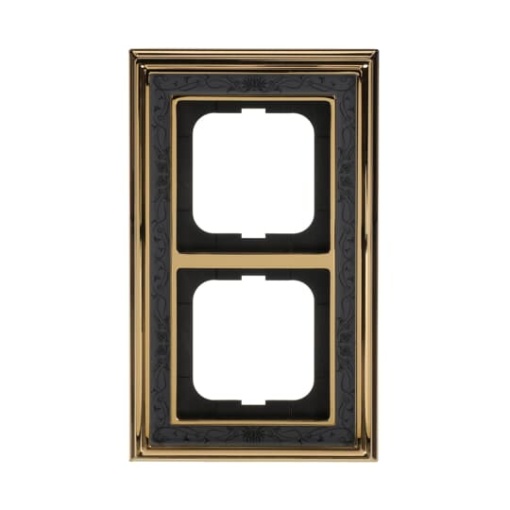 Cover frame 2gangs polished brass decor anthracite  BuschDynasty