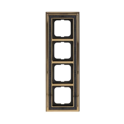 Cover frame 4gangs polished brass decor anthracite  BuschDynasty