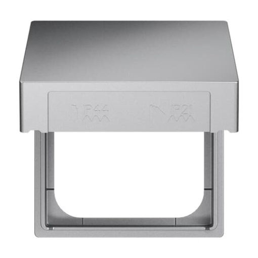 Intermediate Ring with Hinged Lid for cover plates Busch-Balance SI 1 gang with Sealing Ring aluminium silver - Platform 63