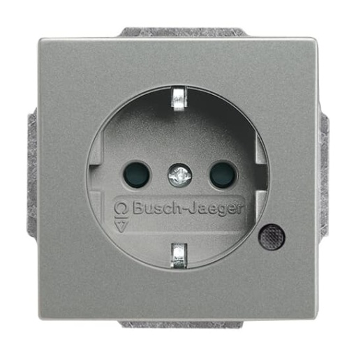 SCHUKO socket insert Without imprint Safety Shutter withControl light; LED Green grey metallic  - Platform 63