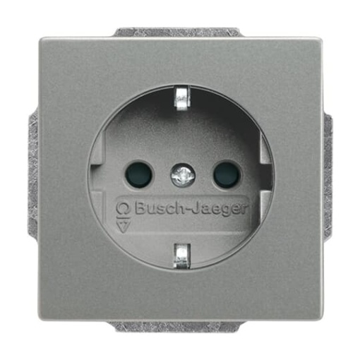 Buschsteplight SCHUKO socket insert Without imprint Safety Shutter Protective contact SCHUKO withNight light LED White grey metallic   Platform 63