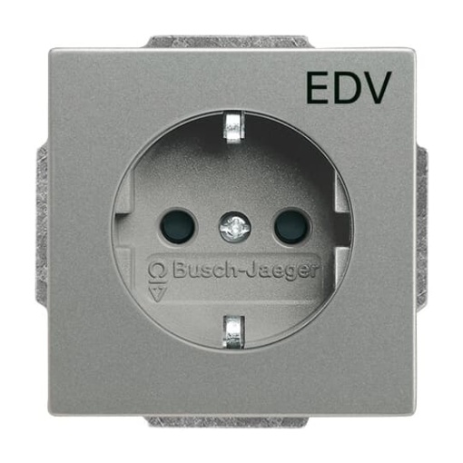 SCHUKO Socket insert with legend EDV Safety Shutter grey metallic  - Platform 63