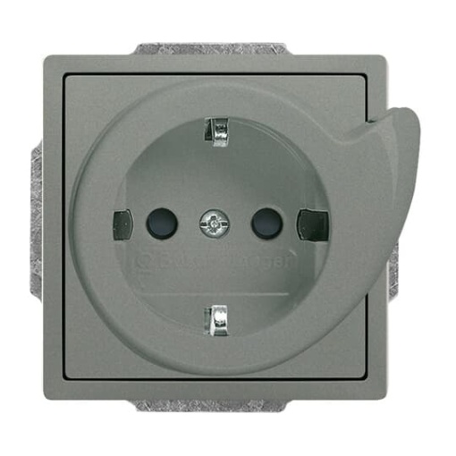BuschServiceSocket SCHUKO socket insert Safety Shutter grey metallic   Platform 63