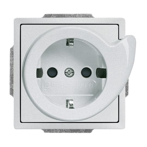 BuschServiceSocket SCHUKO socket insert Safety Shutter aluminium silver   Platform 63