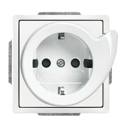 BuschServiceSocket SCHUKO socket insert Safety Shutter studio white   Platform 63