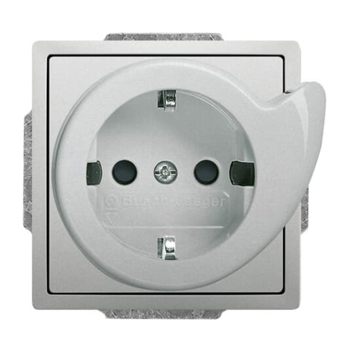 BuschServiceSocket SCHUKO socket insert Safety Shutter stainless steel   Pure Stainless Steel