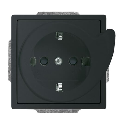 BuschServiceSocket SCHUKO socket insert Safety Shutter black matt   Platform 63
