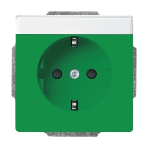 SCHUKO Socket insert with labelling field Safety Shutter green  - Platform 63