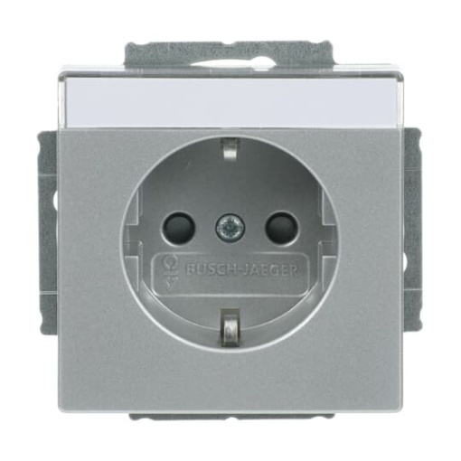 SCHUKO Socket insert with labelling field Safety Shutter aluminium silver  - Platform 63