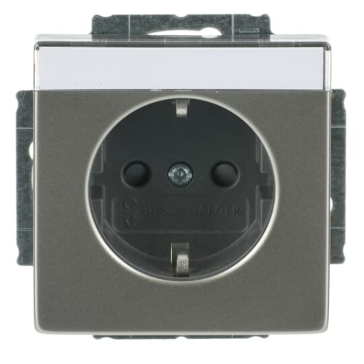SCHUKO Socket insert with labelling field Safety Shutter stainless steel  - Pure Stainless Steel
