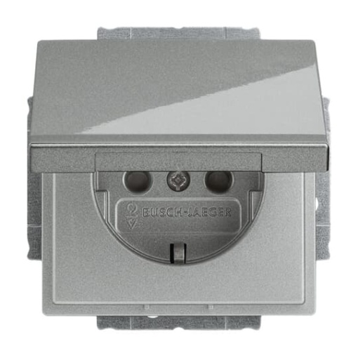 SCHUKO socket insert Without imprint Safety Shutter with Hinged Lid grey metallic  - Platform 63