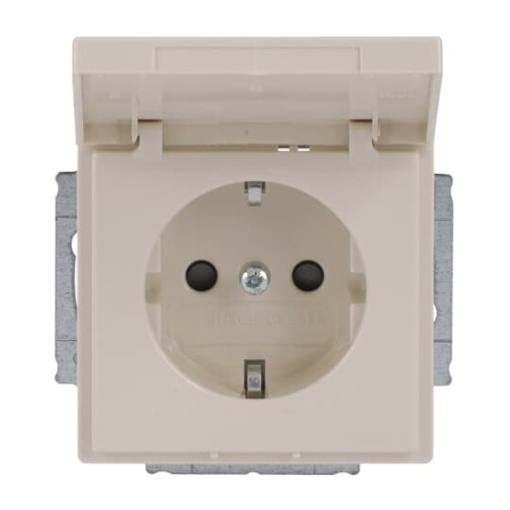 SCHUKO socket insert Safety Shutter with Hinged Lid ivory white  - Platform 63