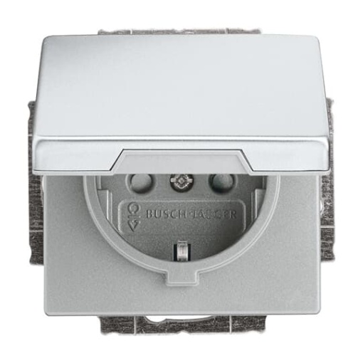 SCHUKO socket insert Safety Shutter with Hinged Lid stainless steel  - Pure Stainless Steel