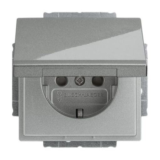 SCHUKO socket insert Without imprint Safety Shutter with Hinged Lid grey metallic  - Platform 63