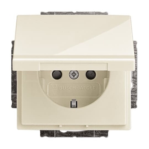 SCHUKO socket insert Safety Shutter with Hinged Lid ivory white  - Platform 63