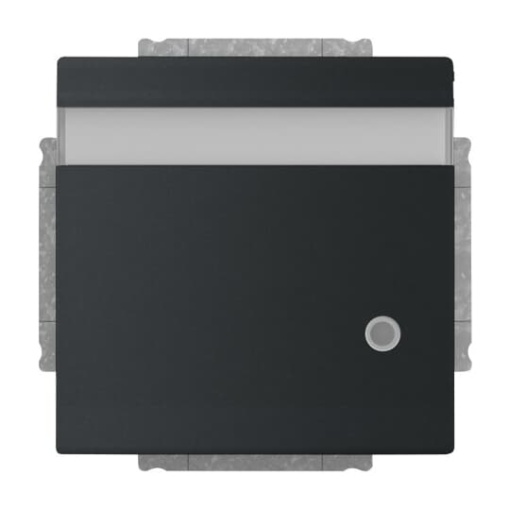 SCHUKO Socket insert with labelling field Safety Shutter withControl light with Hinged Lid black matt  - Platform 63