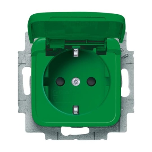 SCHUKO socket insert Safety Shutter with Hinged Lid green  - Reflex SI