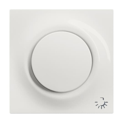 Cover plate with legend Symbol "light" with Small Transparent Calotte for Switchpush button, Single rocker alpine white - impuls
