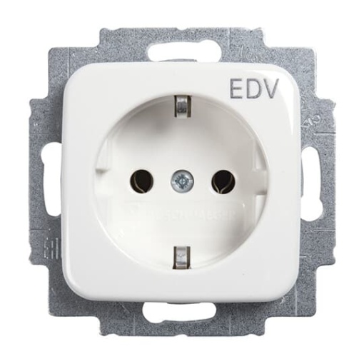 SCHUKO Socket insert with legend EDV alpine white  - Reflex SI