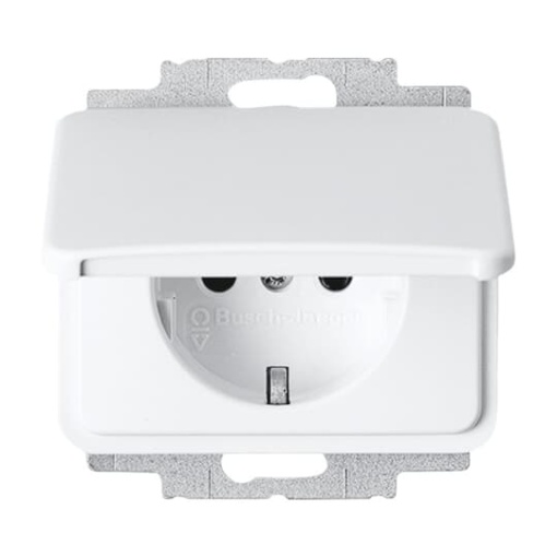SCHUKO socket insert with Hinged Lid studio white  - alpha