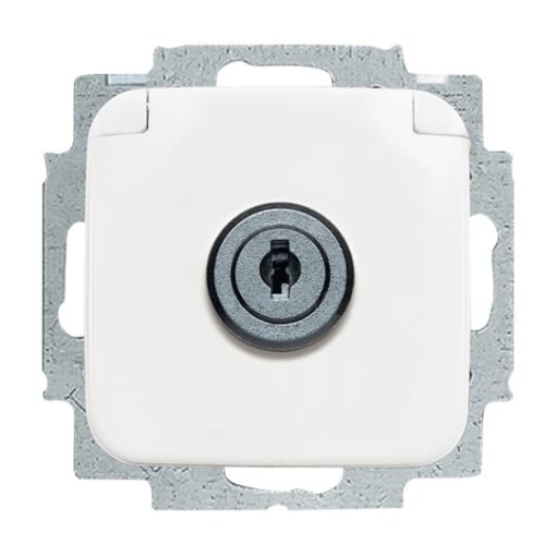 SCHUKO socket insert with Hinged Lid and Cylinder Lock alpine white  - Reflex SI