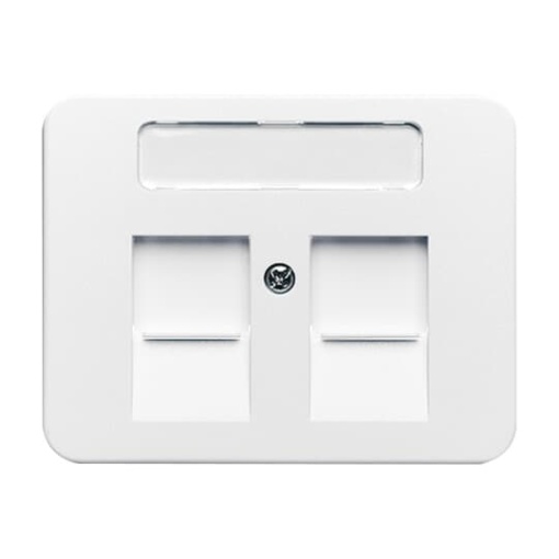 Cover plate with labelling field Modular Jack 2 gang studio white - alpha