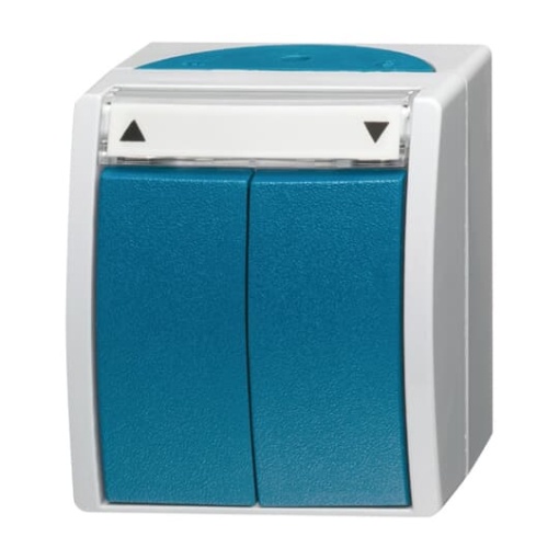 Venetian blind switch with labelling field 1pole switch 1P pole grey  bluegreen  ocean