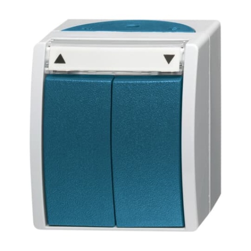 Venetian blind push button with labelling field 1pole push button 1P pole grey  bluegreen  ocean