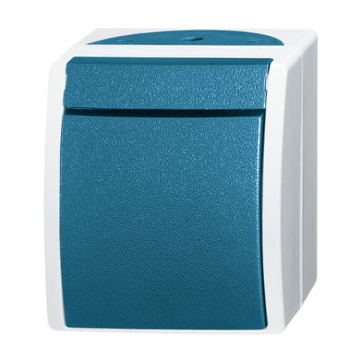 Switch Single push button 1P pole 1NO grey  bluegreen  ocean