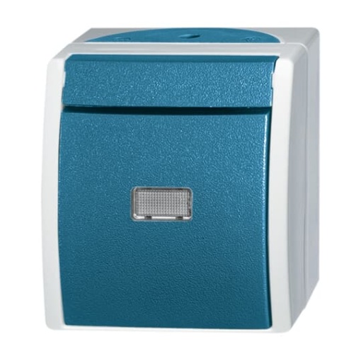 Switch Single push button 1P pole 1NO grey  bluegreen  ocean