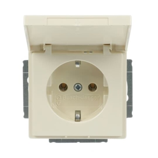 SCHUKO socket insert with Hinged Lid ivory white  - Platform 63