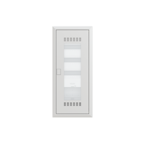 Combi Unit , Flush- hollow wall mounting, 36 modules, 5 rows, IP30,  Door Single, Steel Sheet, Transparent, Dimensions 872 mm x 384 mm x 97 mm