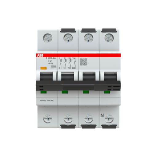 Miniature Circuit Breaker - S300P - 3PN - 2 A - D