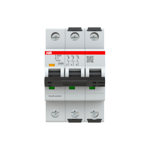 Miniature Circuit Breaker - S300P - 3P - 1 A - C - 415 V AC 100 kA