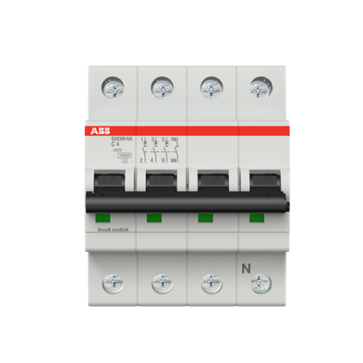 Miniature Circuit Breaker - S200M - 3PN - 4 A - C