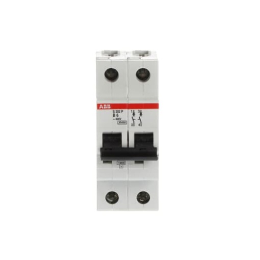 S202P-B6 Miniature Circuit Breaker - 2P - B - 6 A