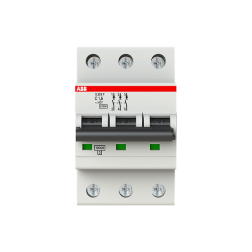 S203P-C1.6 Miniature Circuit Breaker - 3P - C - 1.6 A