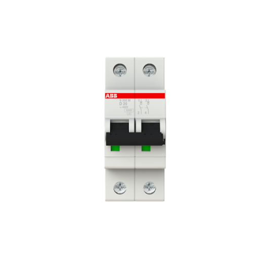 Miniature Circuit Breaker - S200M - 2P - 20 A - D - AC 10 kA