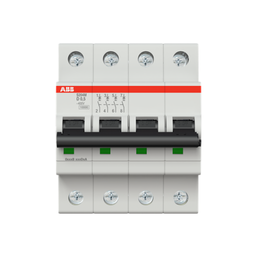 Miniature Circuit Breaker - S200M - 4P - 0.5 A - D - AC 10 kA