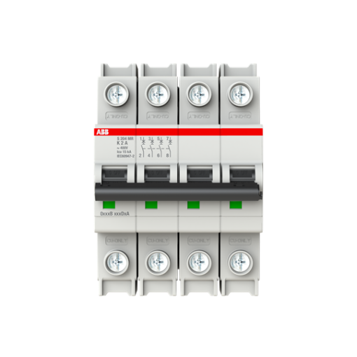Miniature Circuit Breaker - S200MR - 4P - 2 A - K