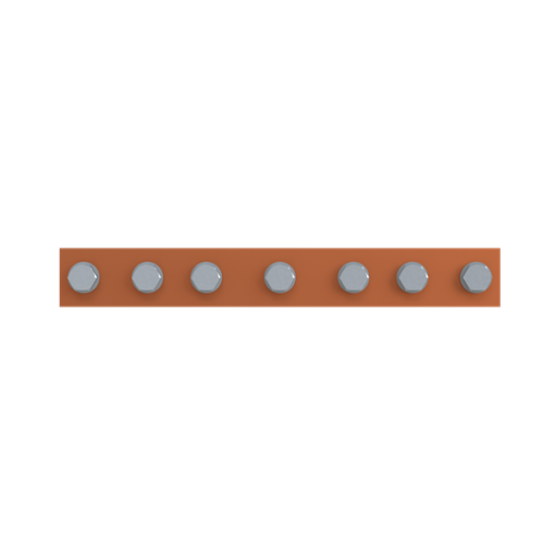 Horizontal PE busbar, 30 mm x 400 mm x 10 mm