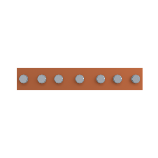 Horizontal PE busbar, 40 mm x 400 mm x 10 mm