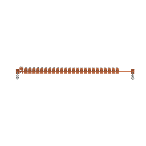 Horizontal PE busbar, 12 mm x 600 mm x 4 mm