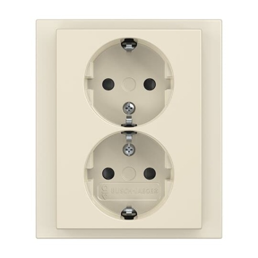 SCHUKO Double socket Safety Shutter ivory white  - future linear