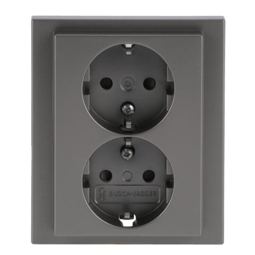 SCHUKO Double socket Safety Shutter stainless steel  - Pure Stainless Steel