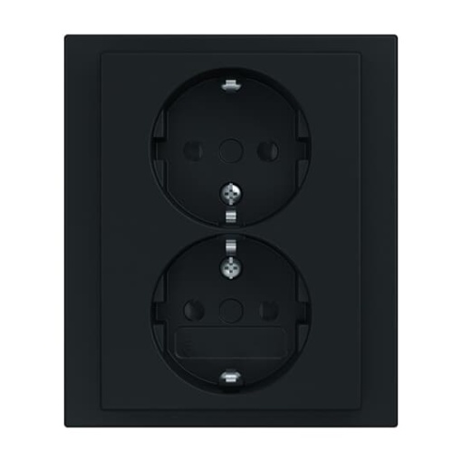 SCHUKO Double socket Safety Shutter black matt  - Platform 63
