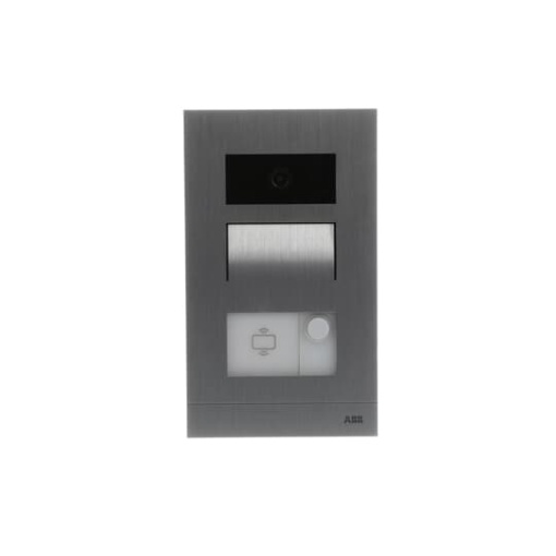Mini video outdoor station 105mm width FM 1 pushbutton with ID card reader with flush mounted box 1 buttons aluminium