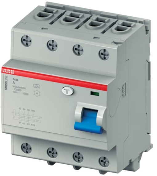 Residual Current Circuit Breaker F400 - 4P - 100 mA - 63 A - Type A
