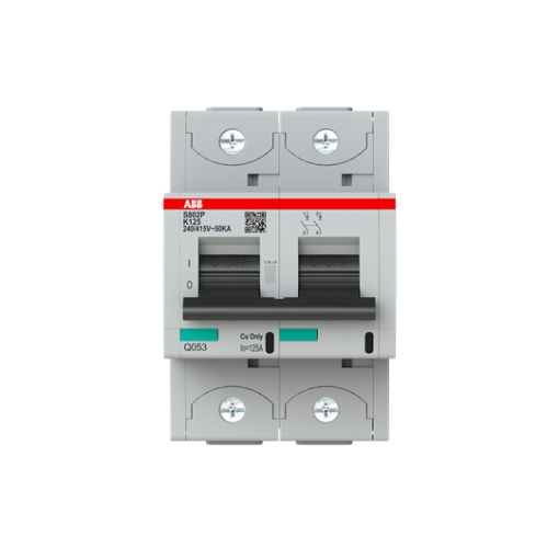 S802P-K125 High Performance Circuit Breaker. K Characteristic. 50kA, 125A, 2P