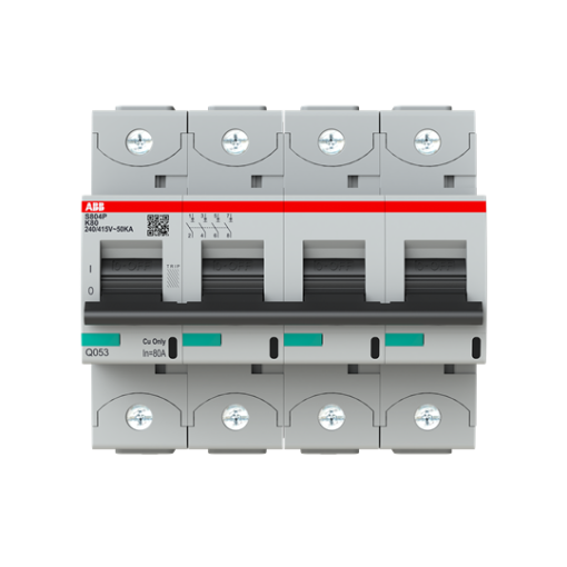 S804P-K80 High Performance Circuit Breaker. K Characteristic. 50kA, 80A, 4P